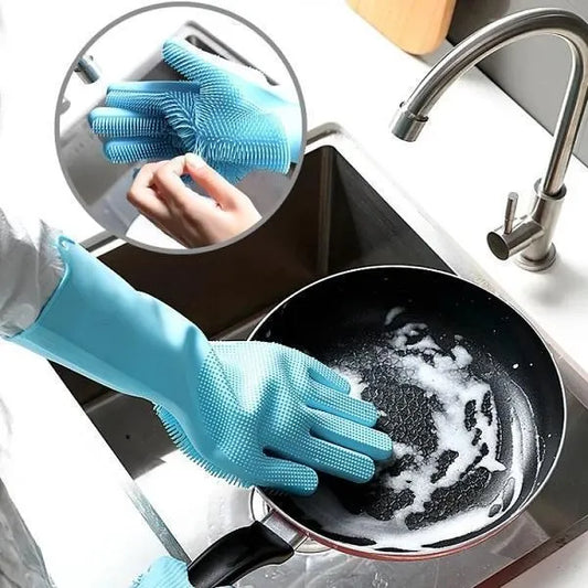 Pink Silicone Cleaning Gloves