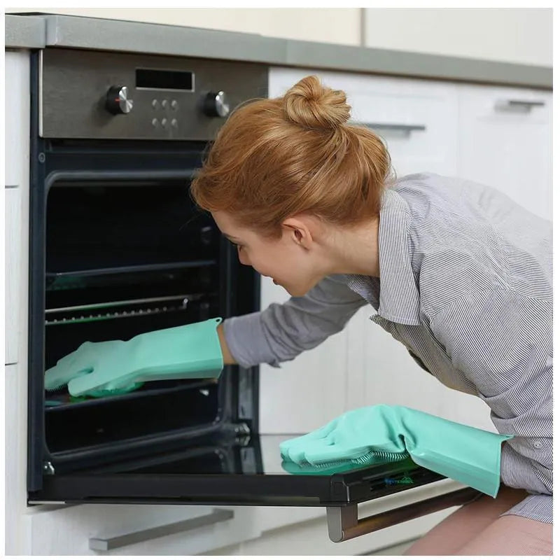 Pink Silicone Cleaning Gloves