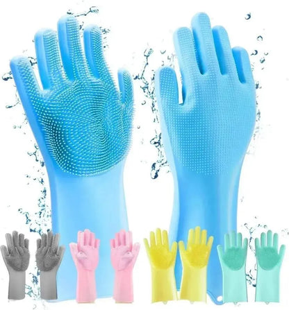 Pink Silicone Cleaning Gloves