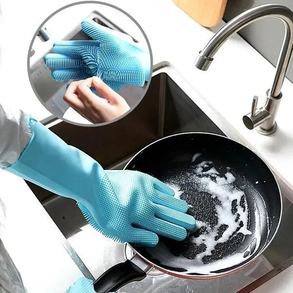 Pink Silicone Cleaning Gloves